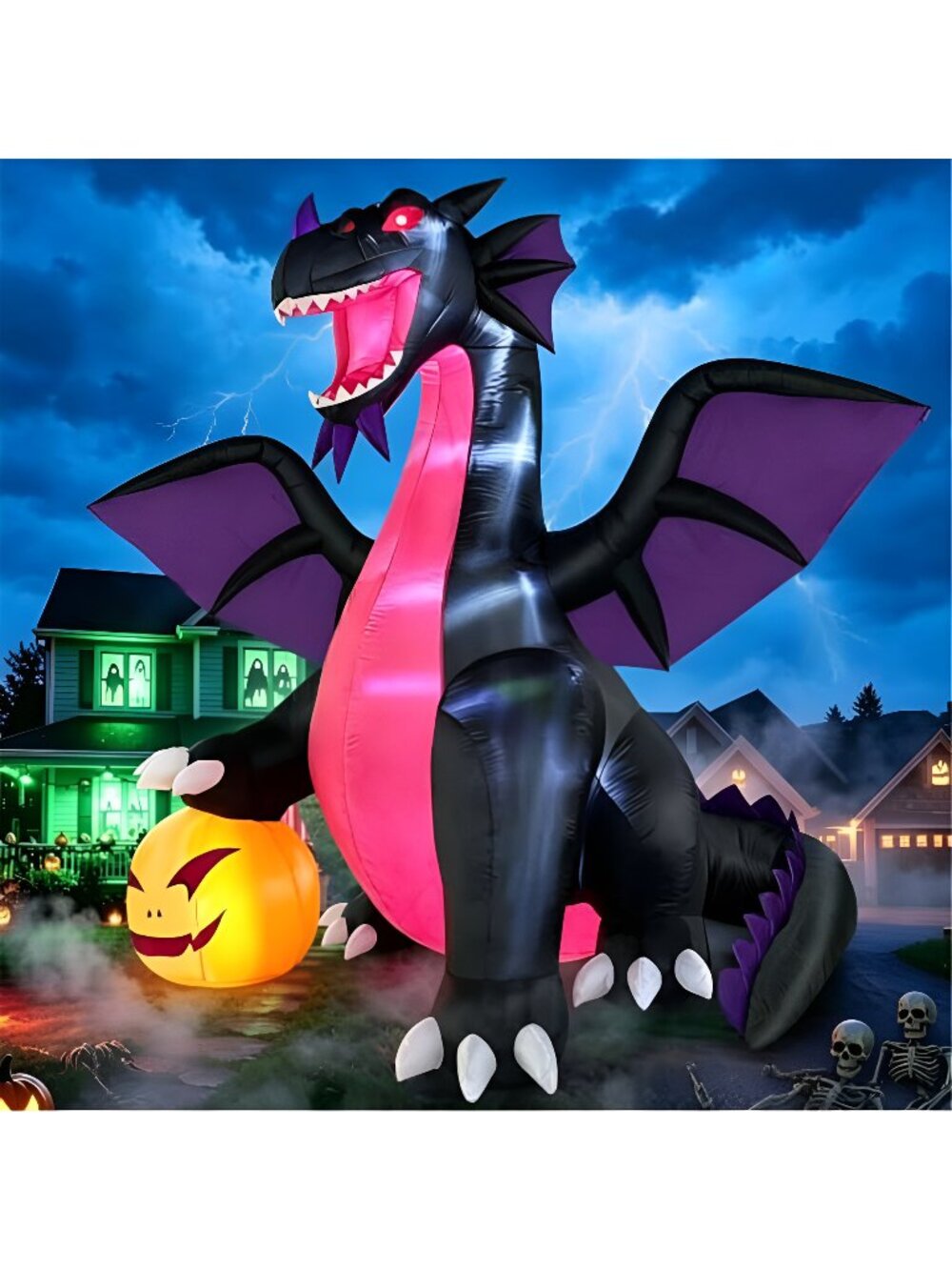 12FT Halloween Inflatable Dragon with Pumpkin Outdoor Decoration